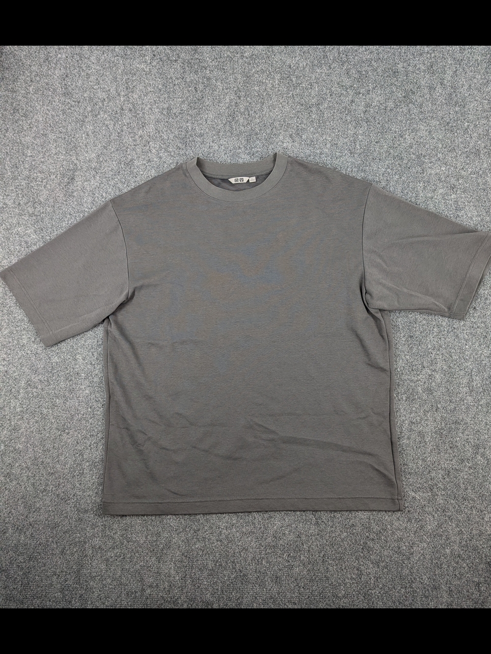 Uniqlo U AIRism Cotton Oversized Crew Neck T-Shirt L Dark Gray Charcoal